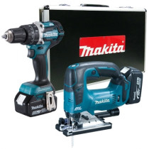 Bộ combo máy khoan vặn vít + Máy cưa dùng pin 18V Makita DLX2202TX1
